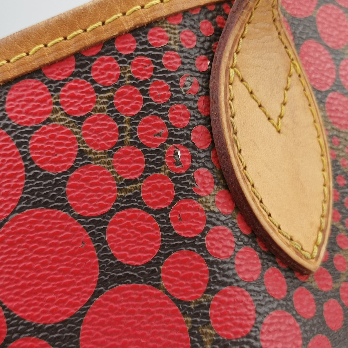 Pre-owned Louis Vuitton NEVERFULL MM Brown×Rouge Monogram Wave Dot M40686 shoulderbag | stylenewstar