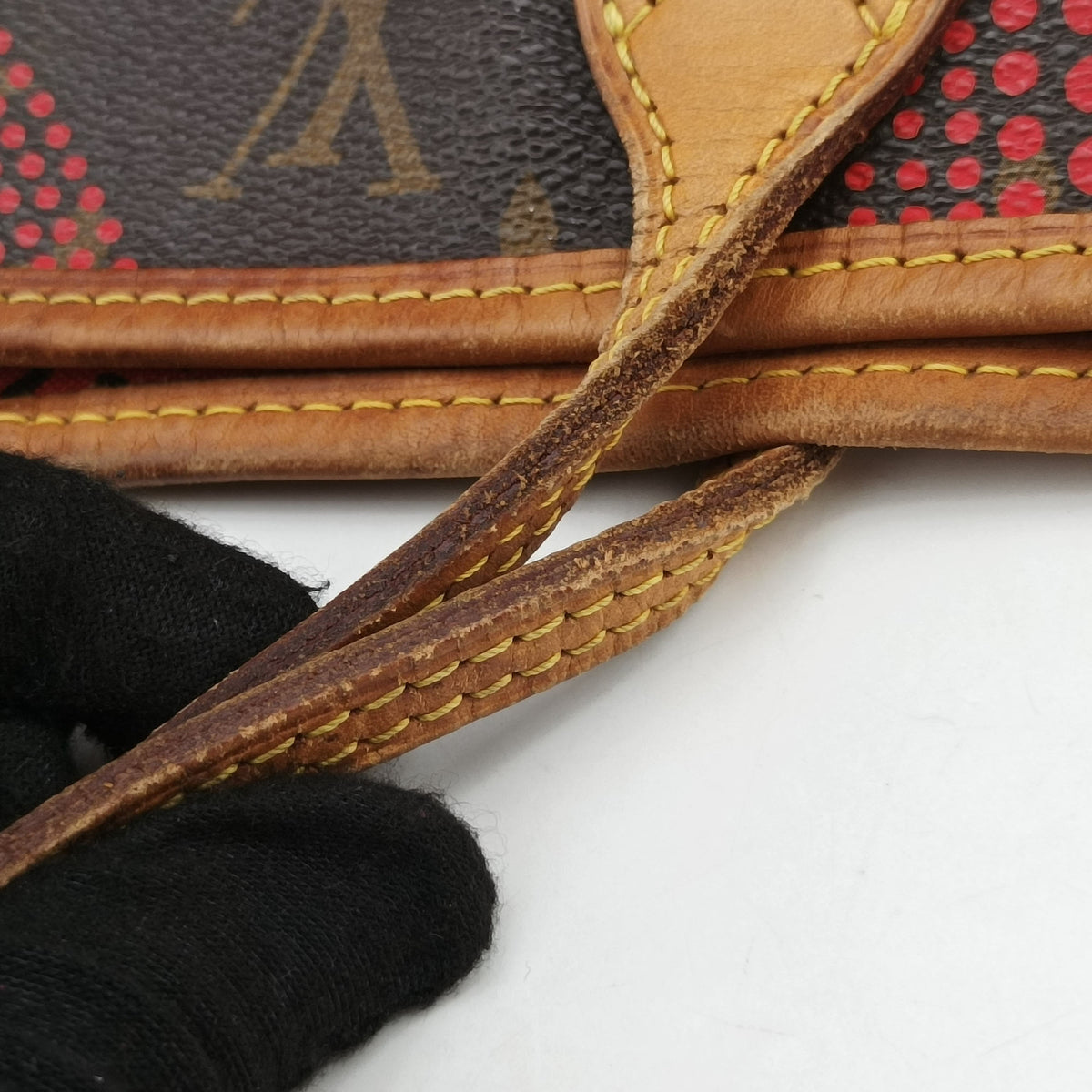 Pre-owned Louis Vuitton NEVERFULL MM Brown×Rouge Monogram Wave Dot M40686 shoulderbag | stylenewstar