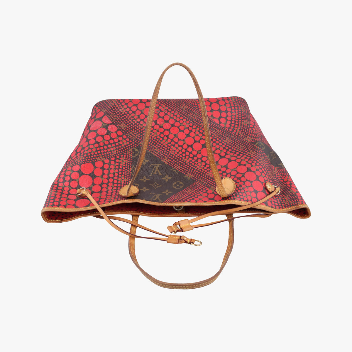 Pre-owned Louis Vuitton NEVERFULL MM Brown×Rouge Monogram Wave Dot M40686 shoulderbag | stylenewstar