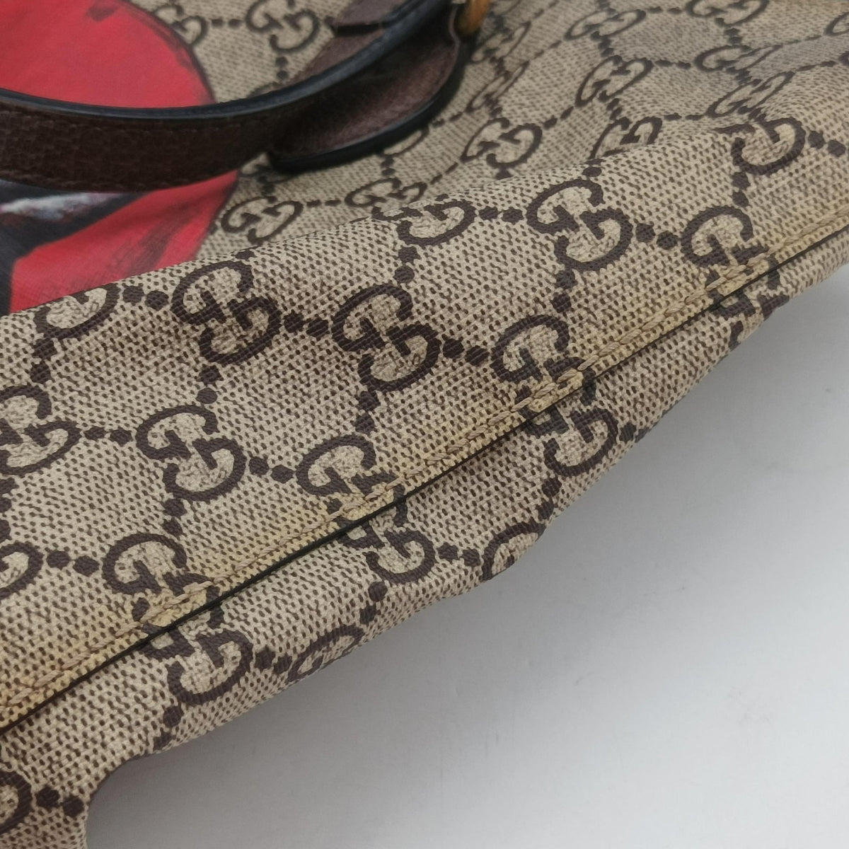 Pre-owned Gucci GG Supreme Bosco PATCHED beige×Multicolour PVC coated canvas×Leather 473887 shoulderbag | stylenewstar