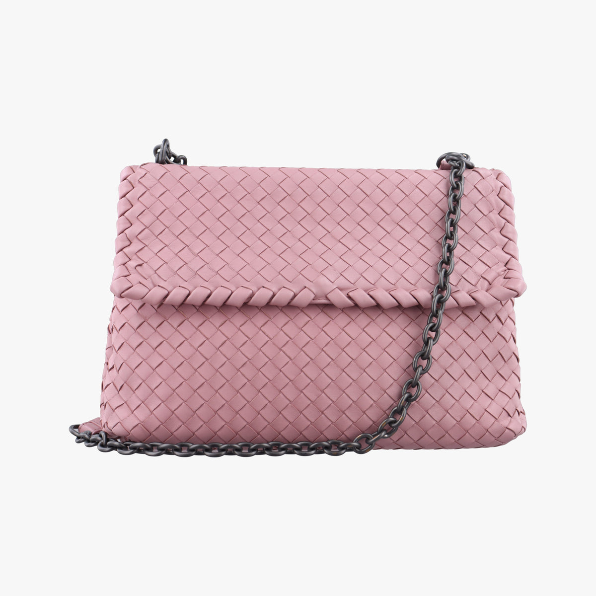 Pre-owned Bottega Veneta Intrecciato Olimpia Pink lambskin  shoulderbag | stylenewstar