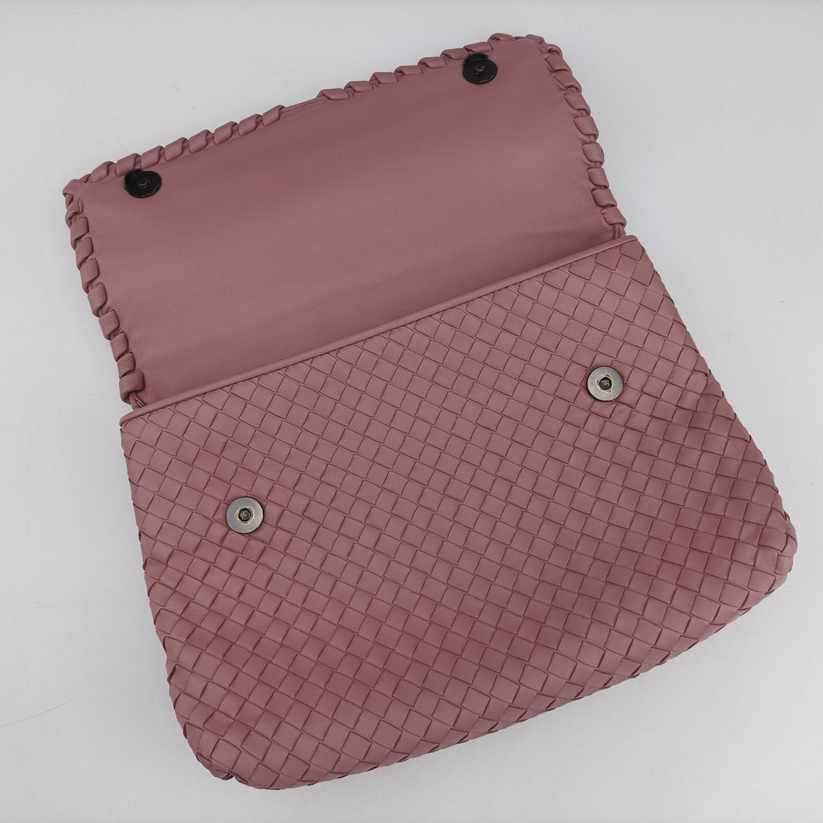 Pre-owned Bottega Veneta Intrecciato Olimpia Pink lambskin  shoulderbag | stylenewstar