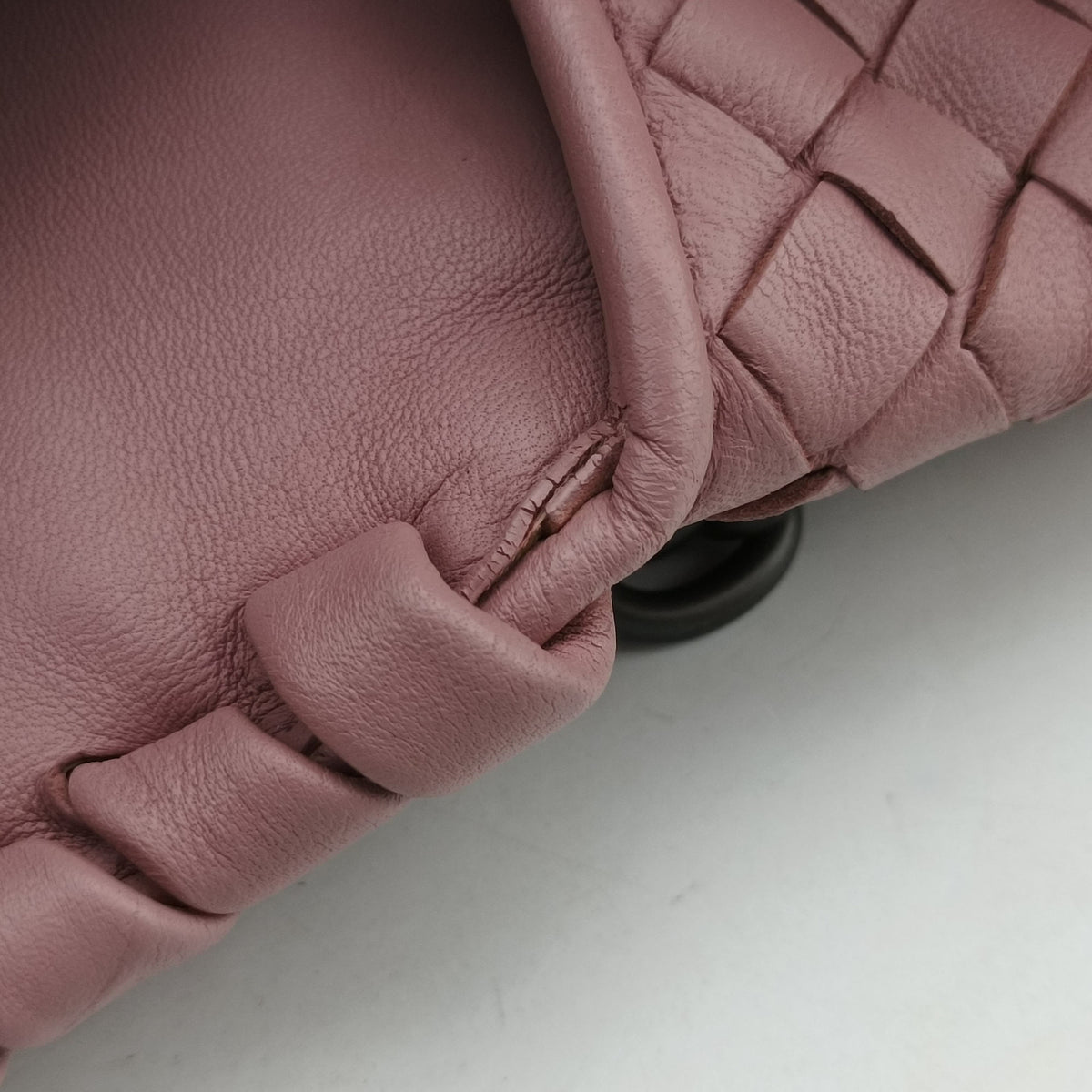Pre-owned Bottega Veneta Intrecciato Olimpia Pink lambskin  shoulderbag | stylenewstar