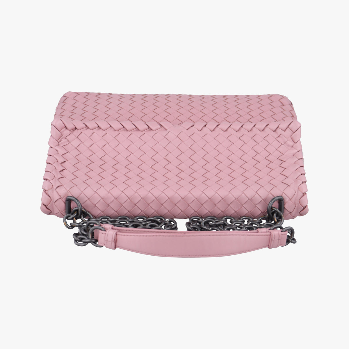 Pre-owned Bottega Veneta Intrecciato Olimpia Pink lambskin  shoulderbag | stylenewstar