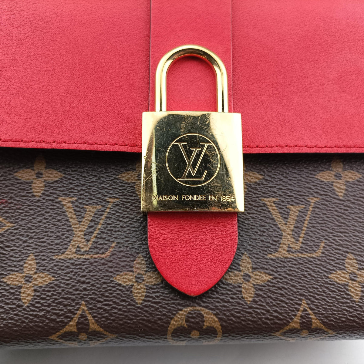 Pre-owned Louis Vuitton Locky BB Monogram/Brown×Coqulicot Monogram canvas×calf leather M44322 shoulderbag | stylenewstar