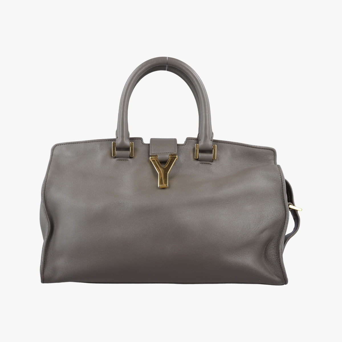 Pre-owned Yves Saint Laurent Y Ligne Petit Cabas Grey Leather 311210 handbag | stylenewstar