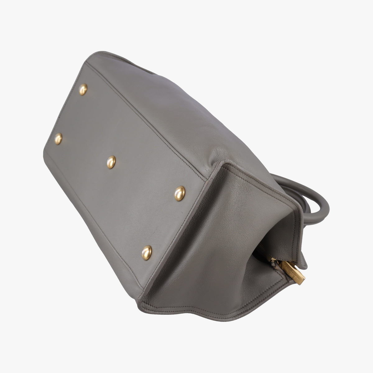 Pre-owned Yves Saint Laurent Y Ligne Petit Cabas Grey Leather 311210 handbag | stylenewstar