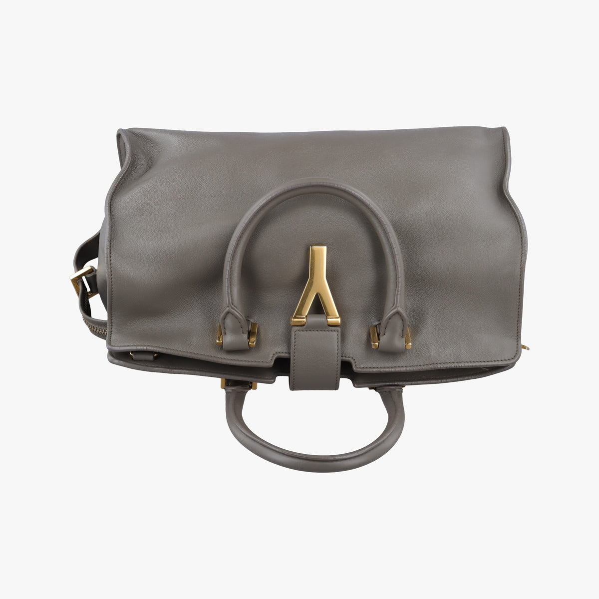 Pre-owned Yves Saint Laurent Y Ligne Petit Cabas Grey Leather 311210 handbag | stylenewstar
