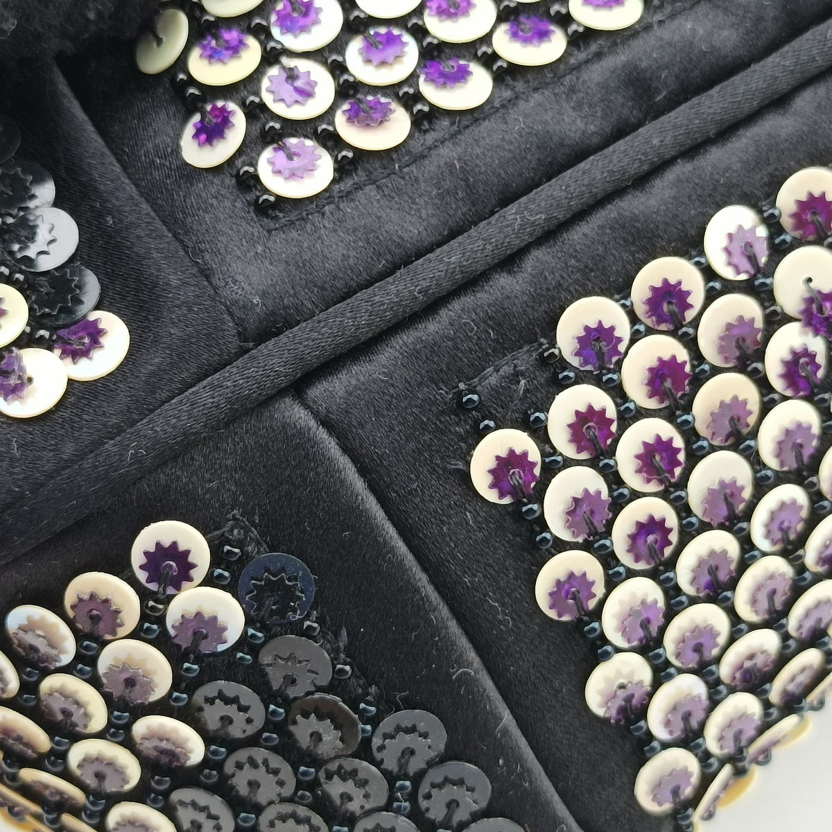 Pre-owned Fendi Spy Black x multicolor Sequins x Velvet x Silk 8BR589 handbag | stylenewstar