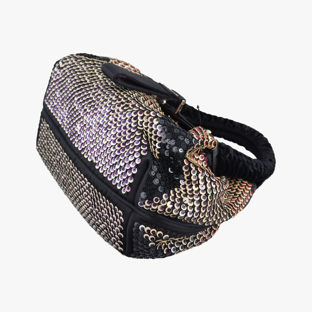 Pre-owned Fendi Spy Black x multicolor Sequins x Velvet x Silk 8BR589 handbag | stylenewstar