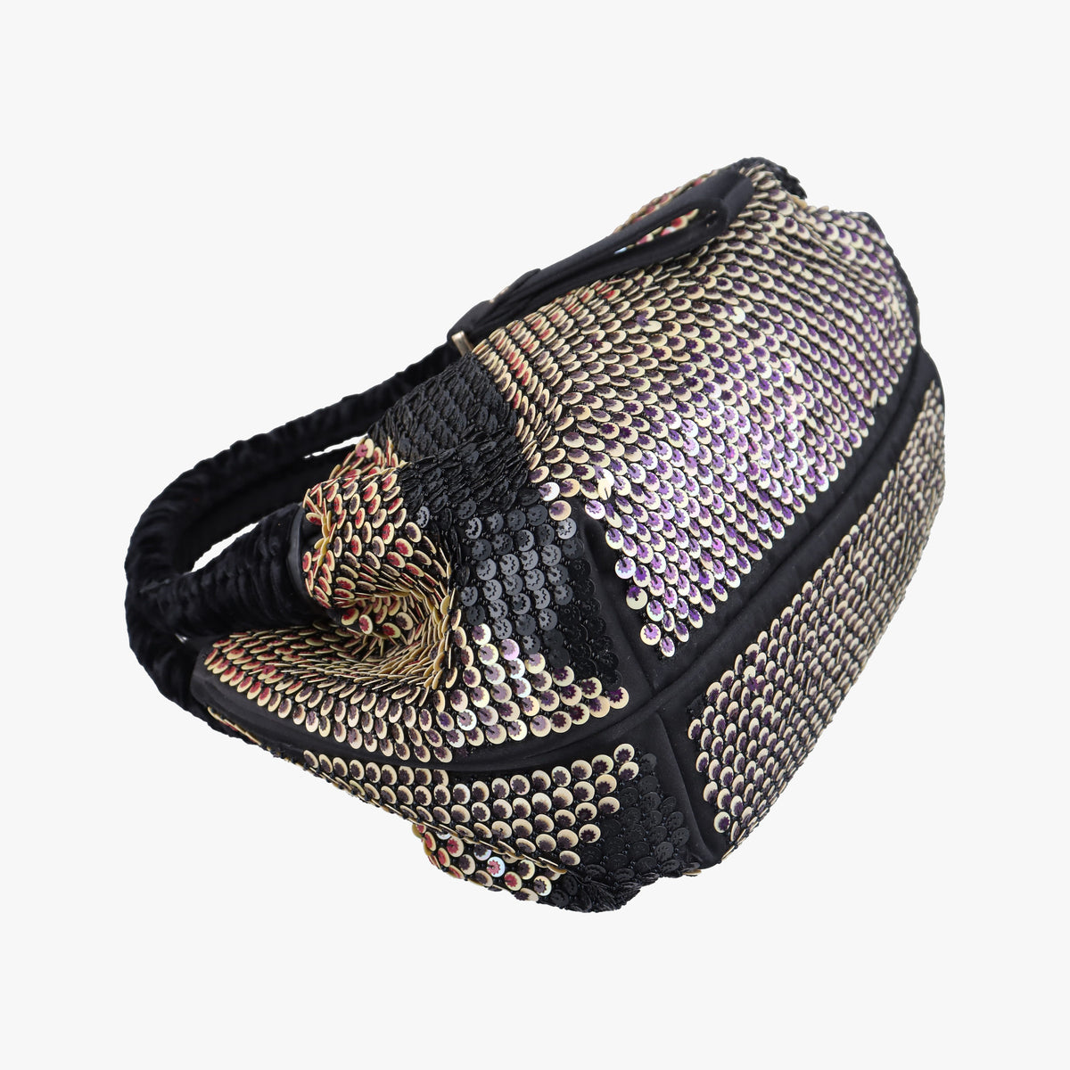 Pre-owned Fendi Spy Black x multicolor Sequins x Velvet x Silk 8BR589 handbag | stylenewstar