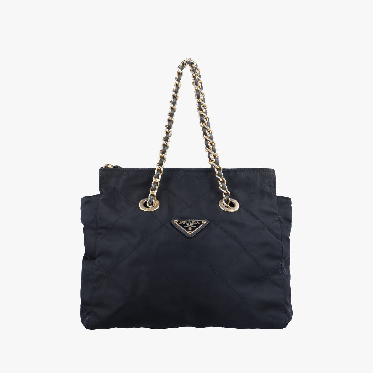 Pre-owned Prada quilted tessuto Black Nylon x leather  shoulderbag | stylenewstar