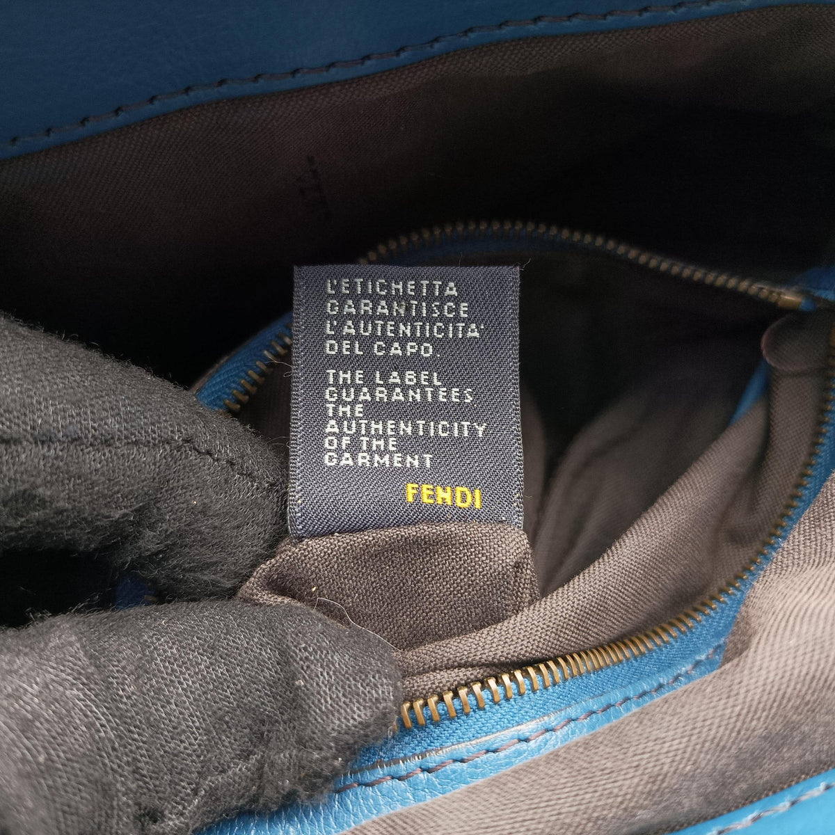Pre-owned Fendi Toile de Cuir Blue Leather 8BR579 shoulderbag | stylenewstar