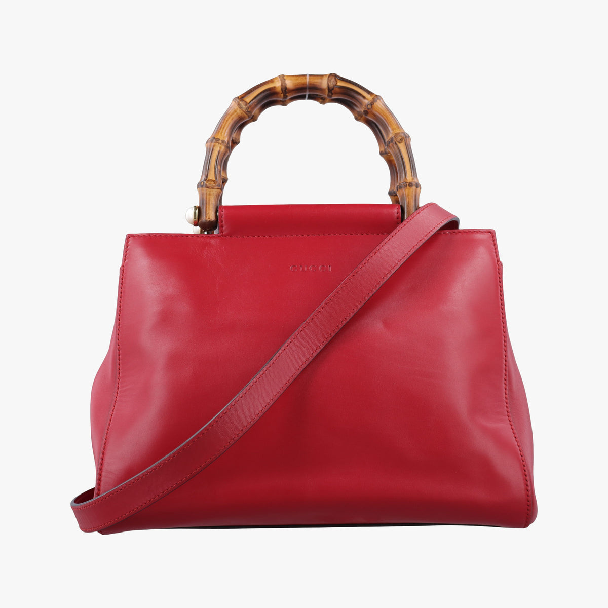 Vintage Gucci Bamboo Nymphaea Red Leather 453767 shoulderbag | stylenewstar