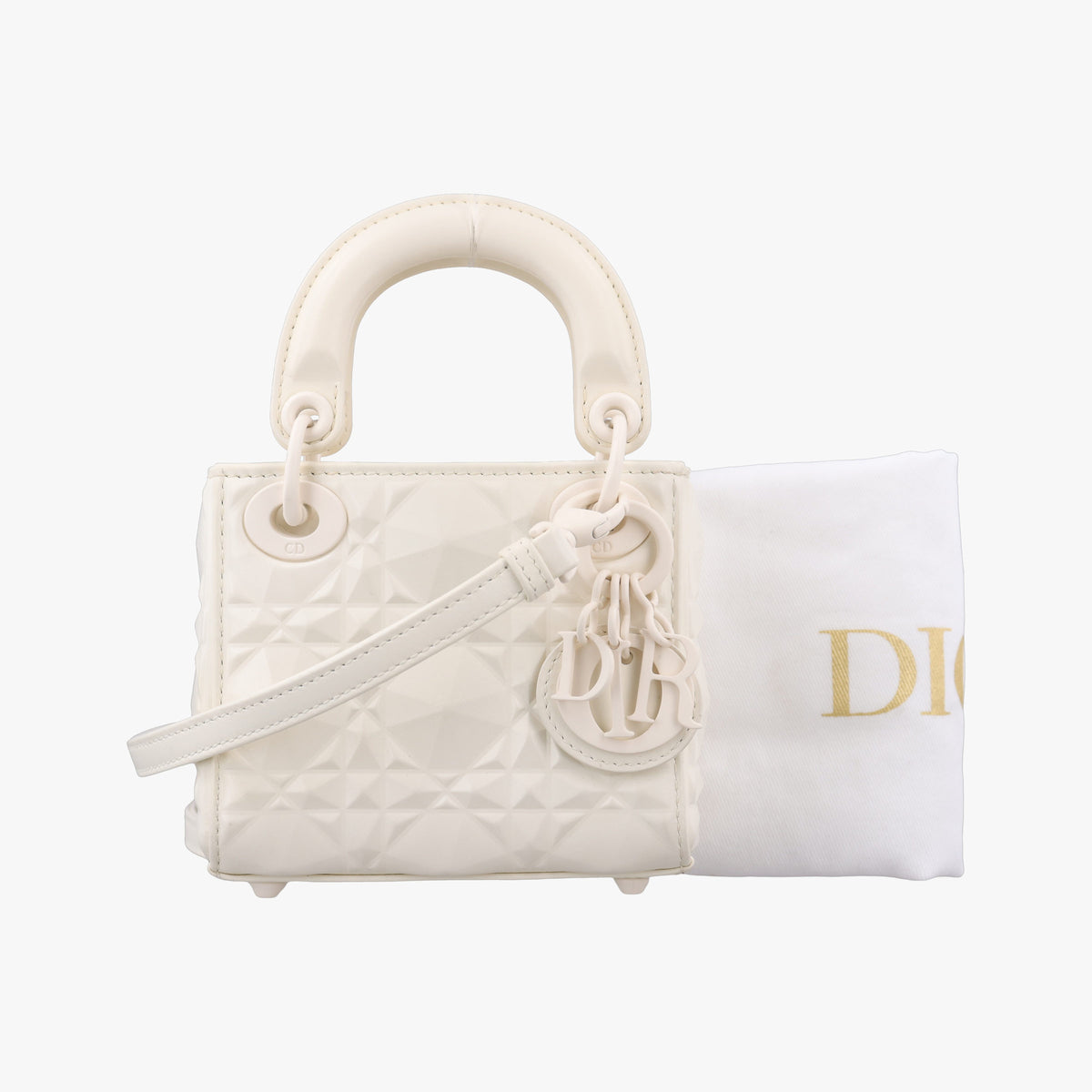 Pre-owned Christian Dior Lady Dior White leather  shoulderbag | stylenewstar