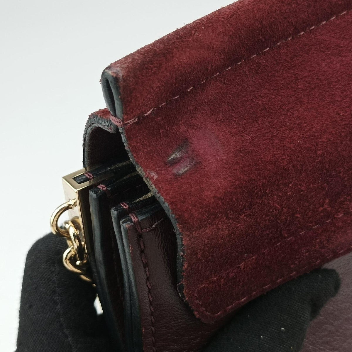 Vintage Chloe FAYE Burgundy Suede × leather  shoulderbag | stylenewstar