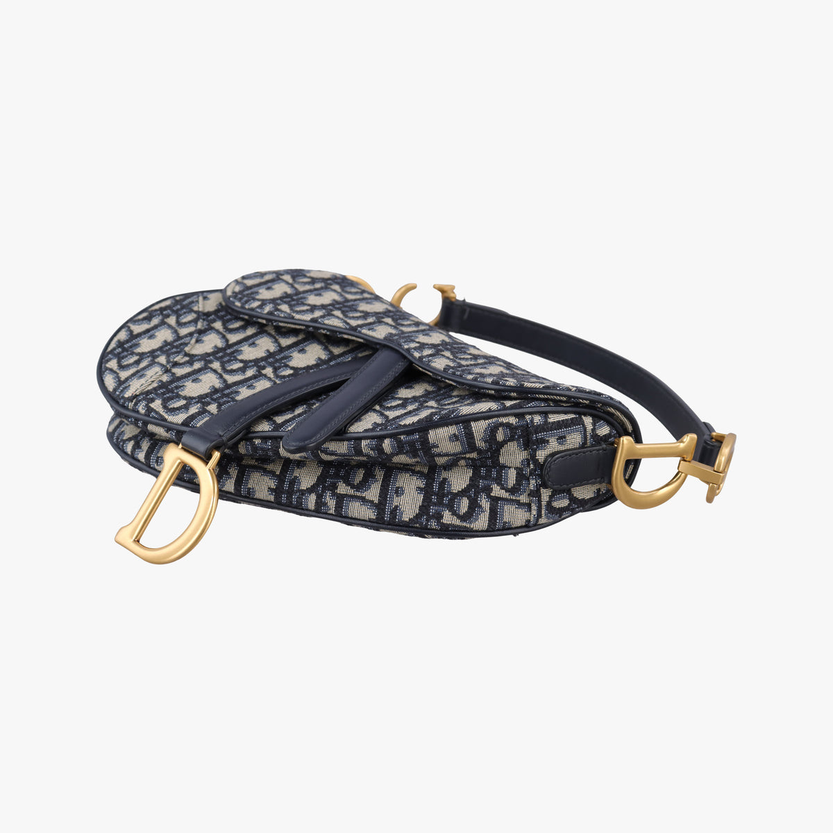 Pre-owned Christian Dior Saddle Navy Jacquard × Leather  handbag | stylenewstar