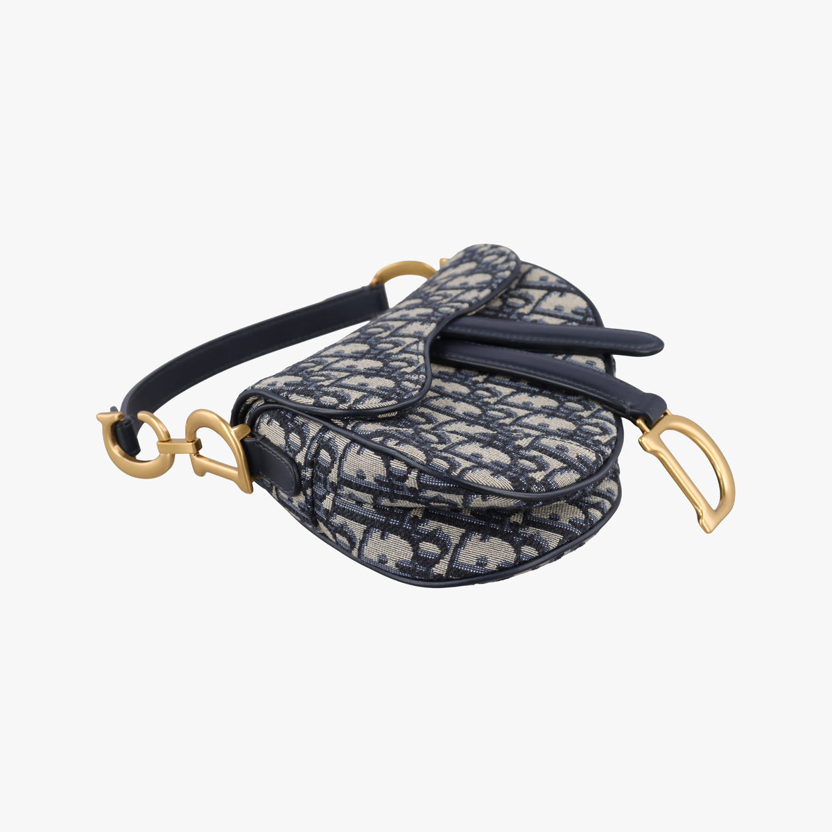 Pre-owned Christian Dior Saddle Navy Jacquard × Leather  handbag | stylenewstar