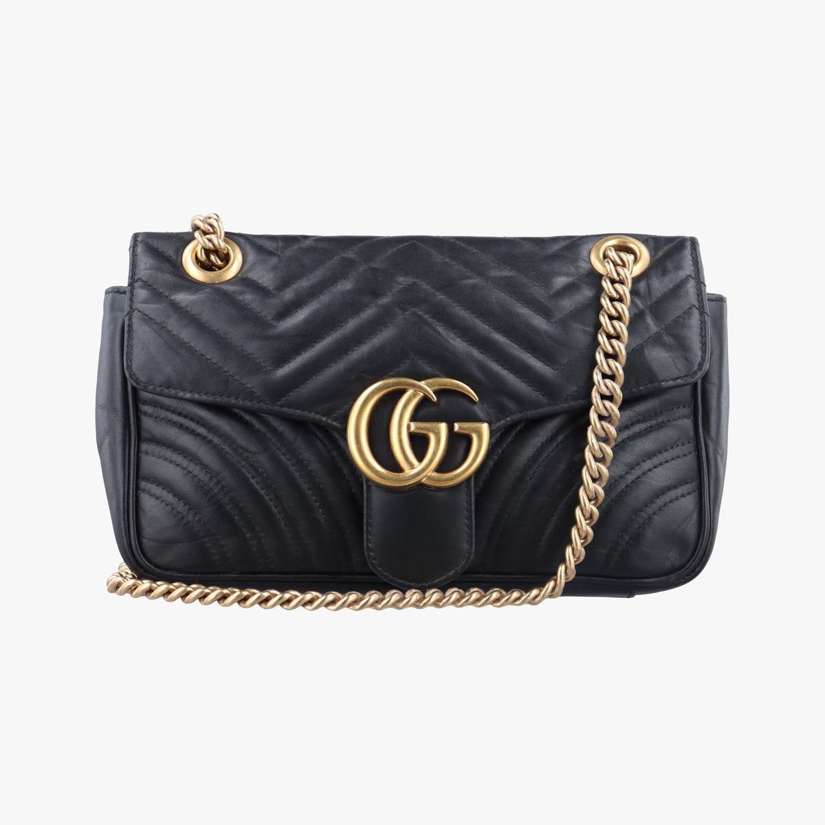 Pre-owned Gucci GG Marmont Black Leather 443497 shoulderbag | stylenewstar