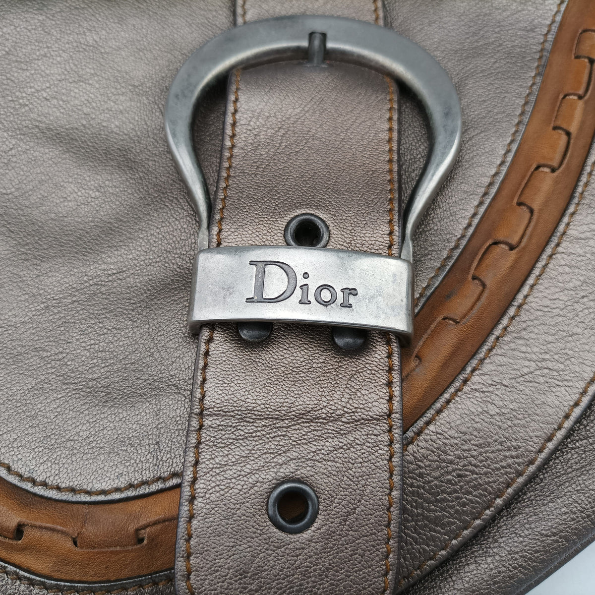 Pre-owned Christian Dior Gaucho Golden Leather  handbag | stylenewstar