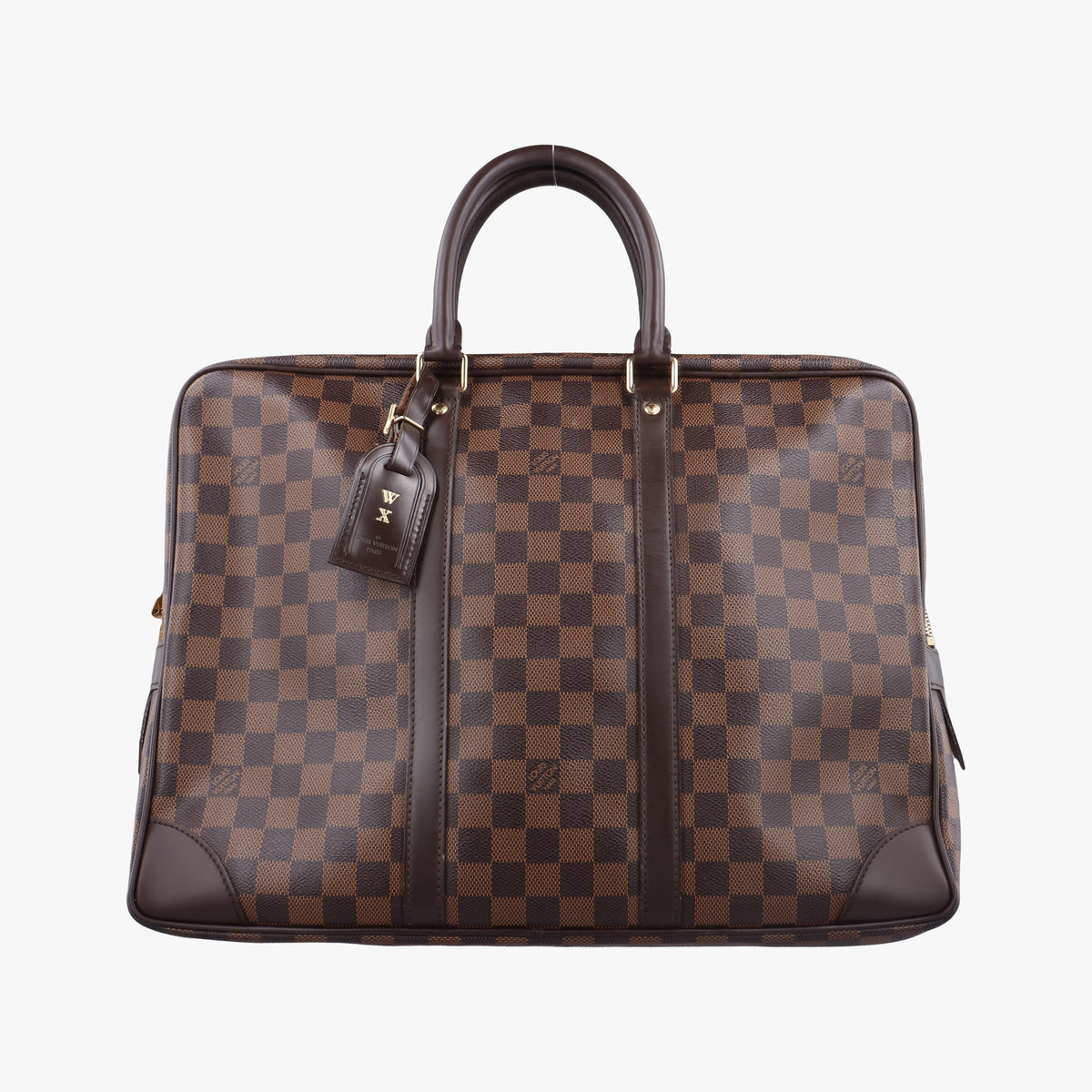 Pre-owned Louis Vuitton Porte Documents Voyage EBENE Damier Canvas N41124 handbag | stylenewstar