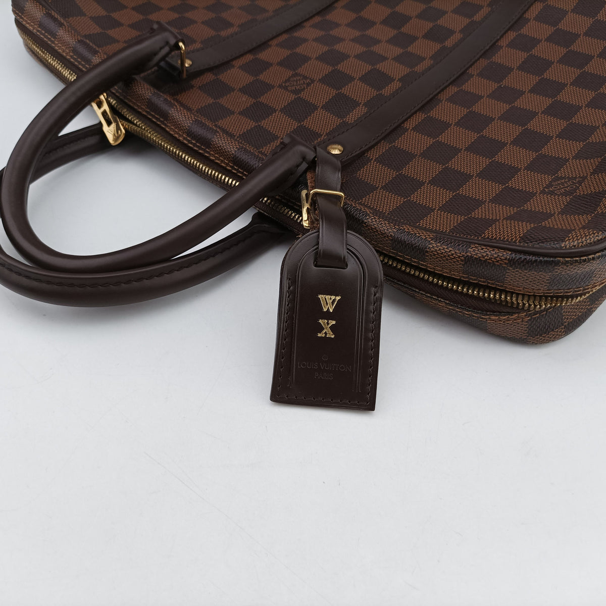 Pre-owned Louis Vuitton Porte Documents Voyage EBENE Damier Canvas N41124 handbag | stylenewstar