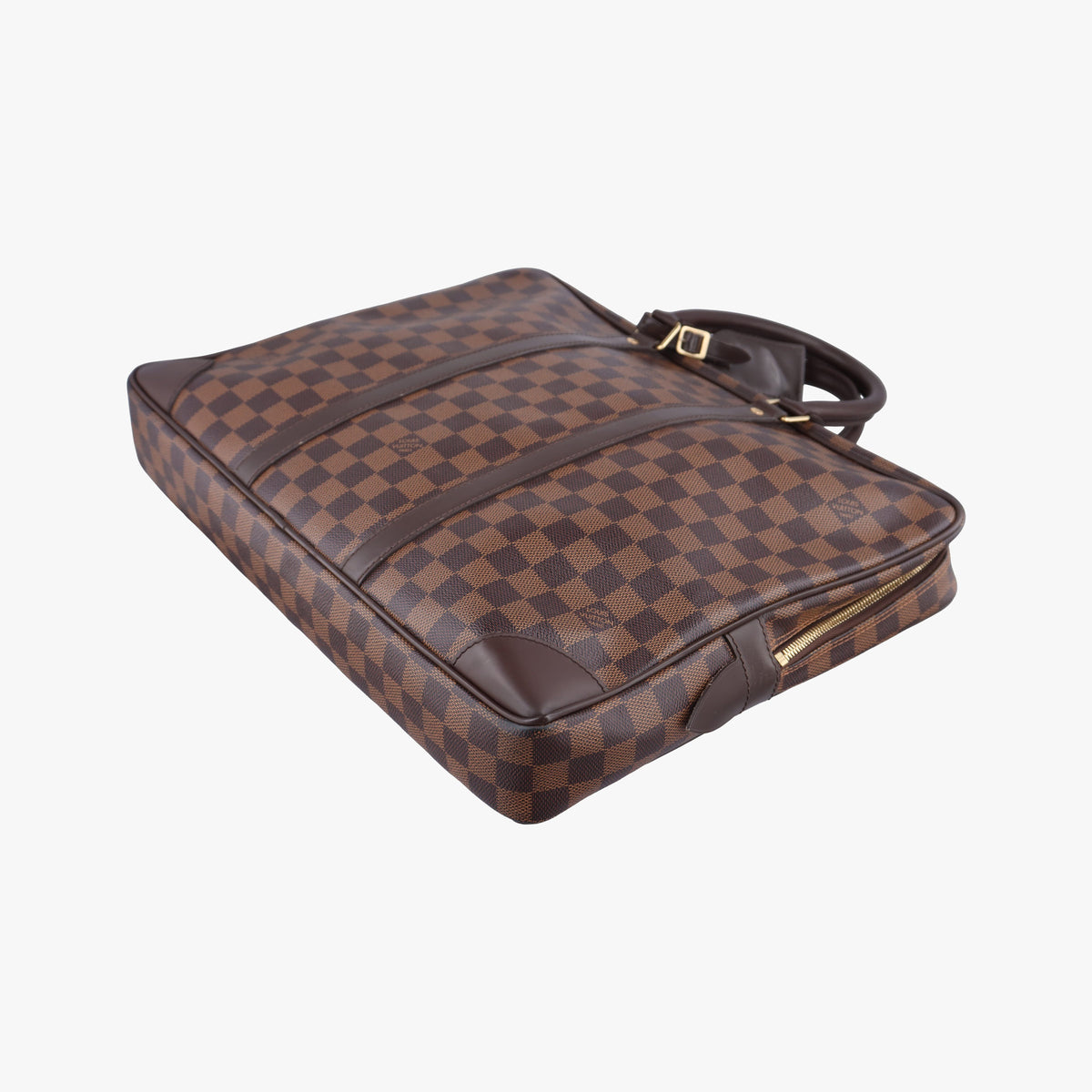 Pre-owned Louis Vuitton Porte Documents Voyage EBENE Damier Canvas N41124 handbag | stylenewstar