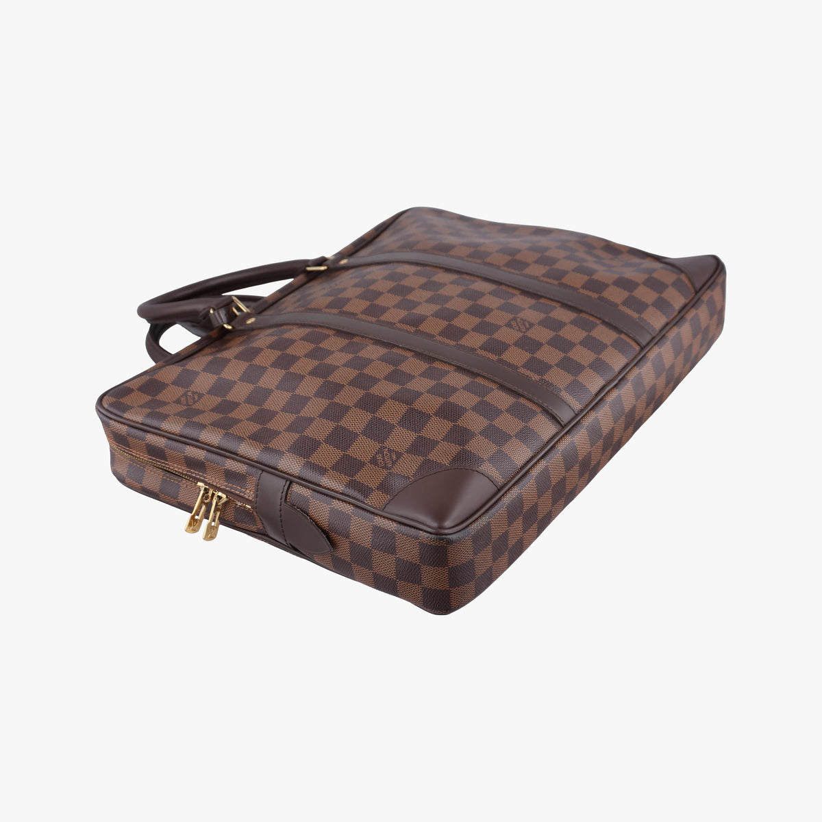 Pre-owned Louis Vuitton Porte Documents Voyage EBENE Damier Canvas N41124 handbag | stylenewstar