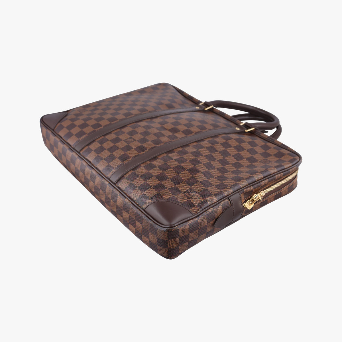 Pre-owned Louis Vuitton Porte Documents Voyage EBENE Damier Canvas N41124 handbag | stylenewstar