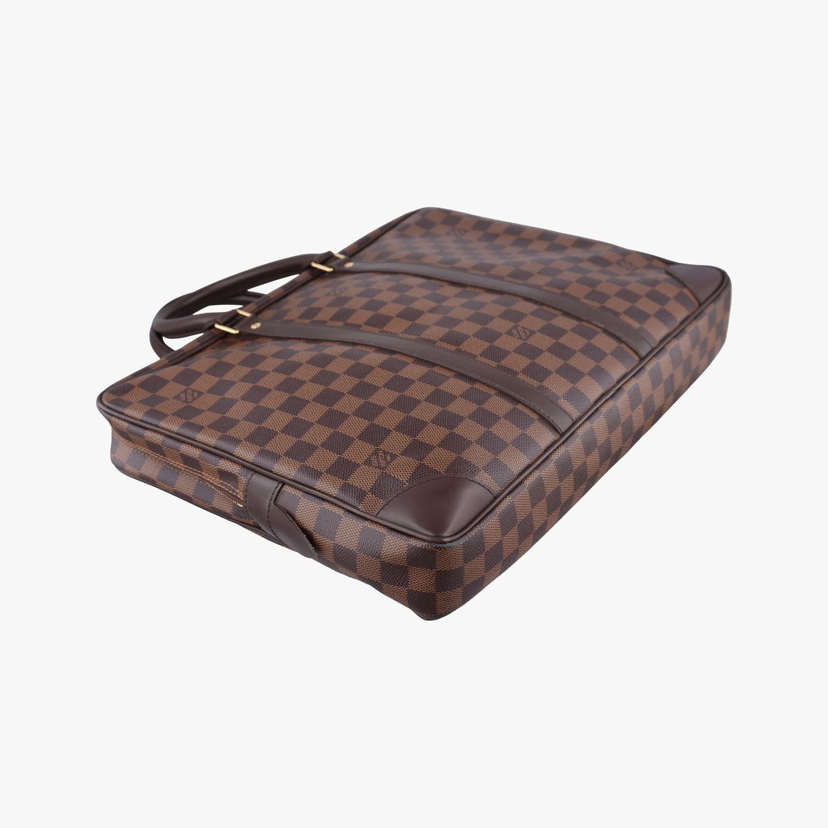 Pre-owned Louis Vuitton Porte Documents Voyage EBENE Damier Canvas N41124 handbag | stylenewstar