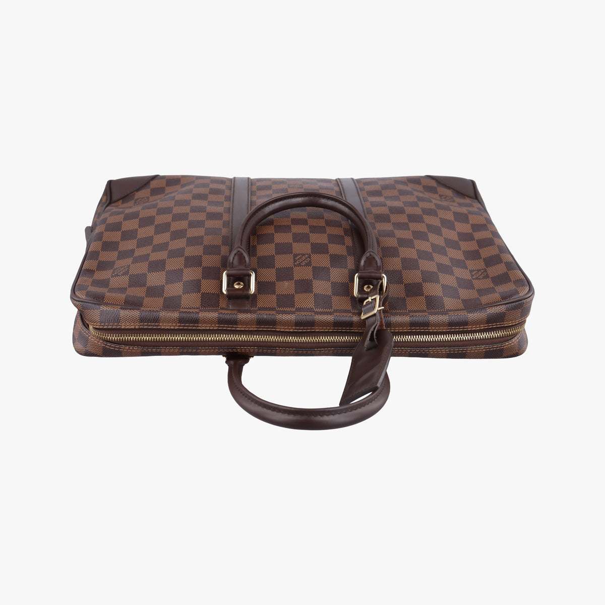 Pre-owned Louis Vuitton Porte Documents Voyage EBENE Damier Canvas N41124 handbag | stylenewstar