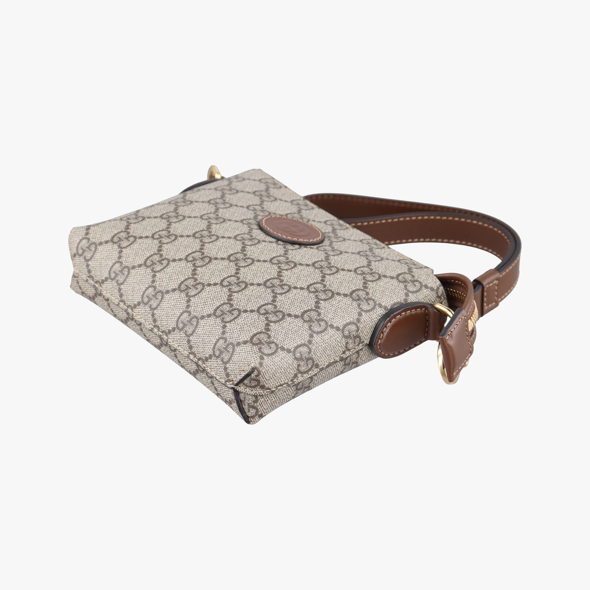 Pre-owned Gucci Interlocking G Messenger Beige × Brown PVC coated canvas× Leather 723306 crossbodybag | stylenewstar