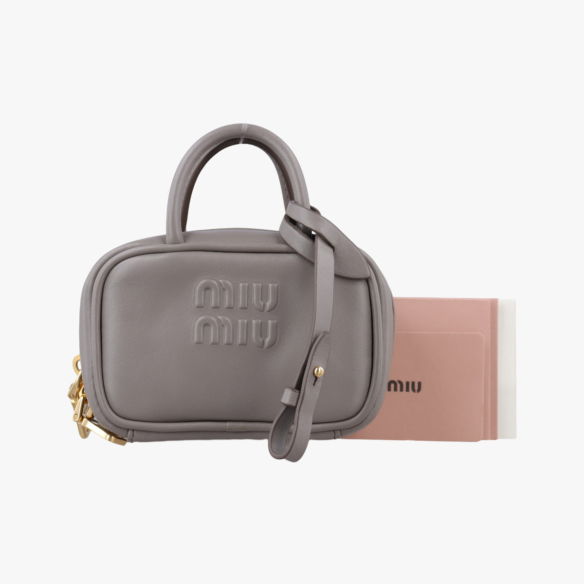 Pre-owned Miu Miu Beau Micro Grey Leather  handbag | stylenewstar