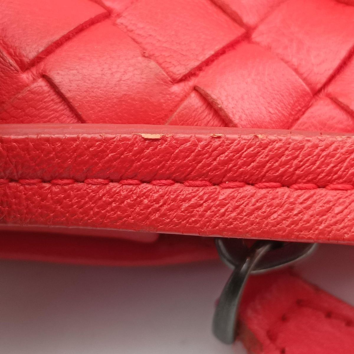 Secondhand Bottega Veneta NODINI Intrecciato Red lambskin  shoulderbag | stylenewstar