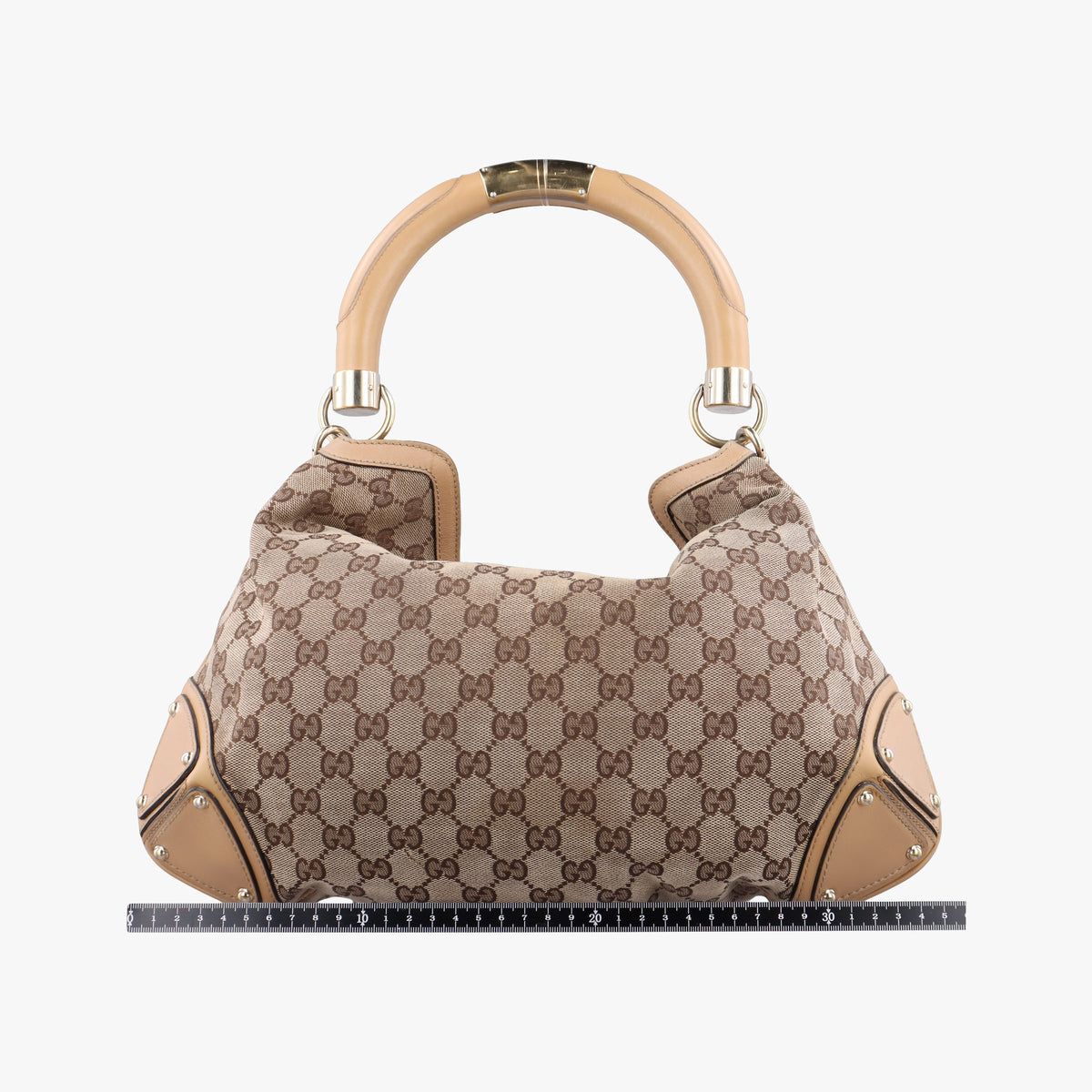 Pre-owned Gucci Indy Babouska Beige Canvas×Leather 185566 shoulderbag | stylenewstar