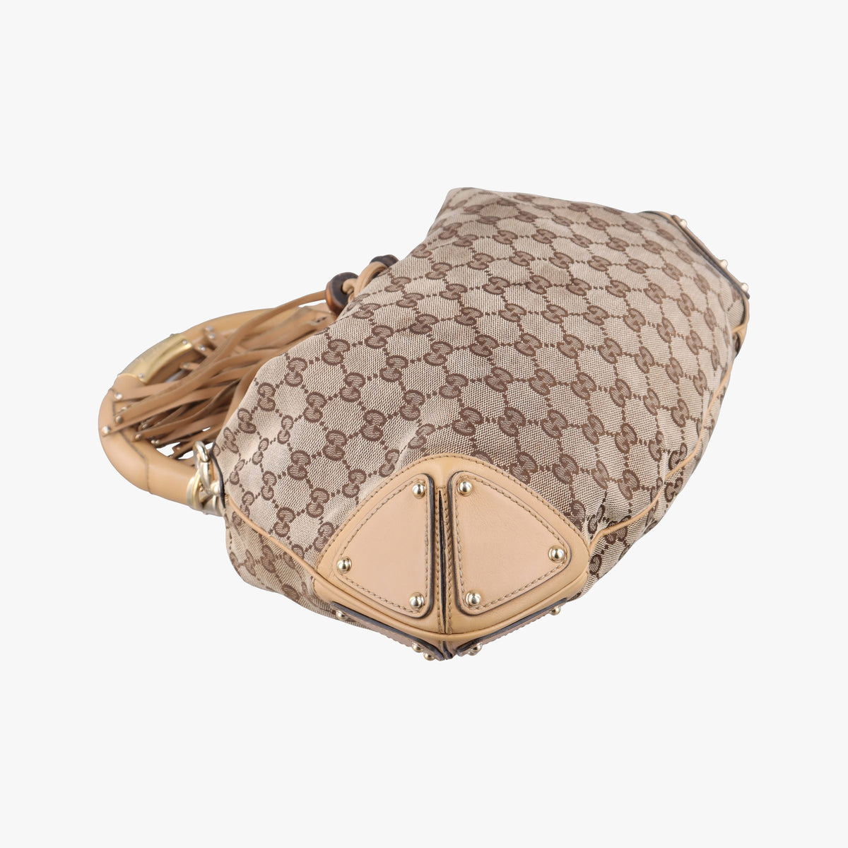 Pre-owned Gucci Indy Babouska Beige Canvas×Leather 185566 shoulderbag | stylenewstar