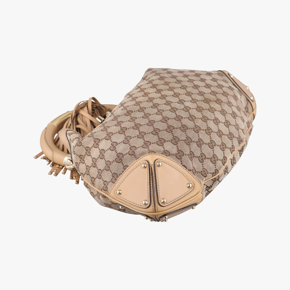 Pre-owned Gucci Indy Babouska Beige Canvas×Leather 185566 shoulderbag | stylenewstar
