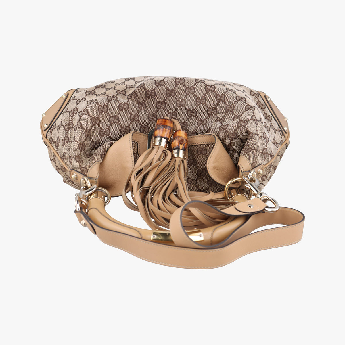 Pre-owned Gucci Indy Babouska Beige Canvas×Leather 185566 shoulderbag | stylenewstar