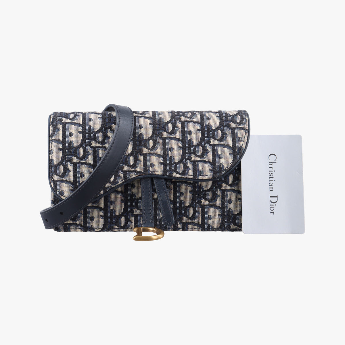 Pre-owned Christian Dior Saddle Navy Jacquard x Leather  bum bag/waist bag | stylenewstar
