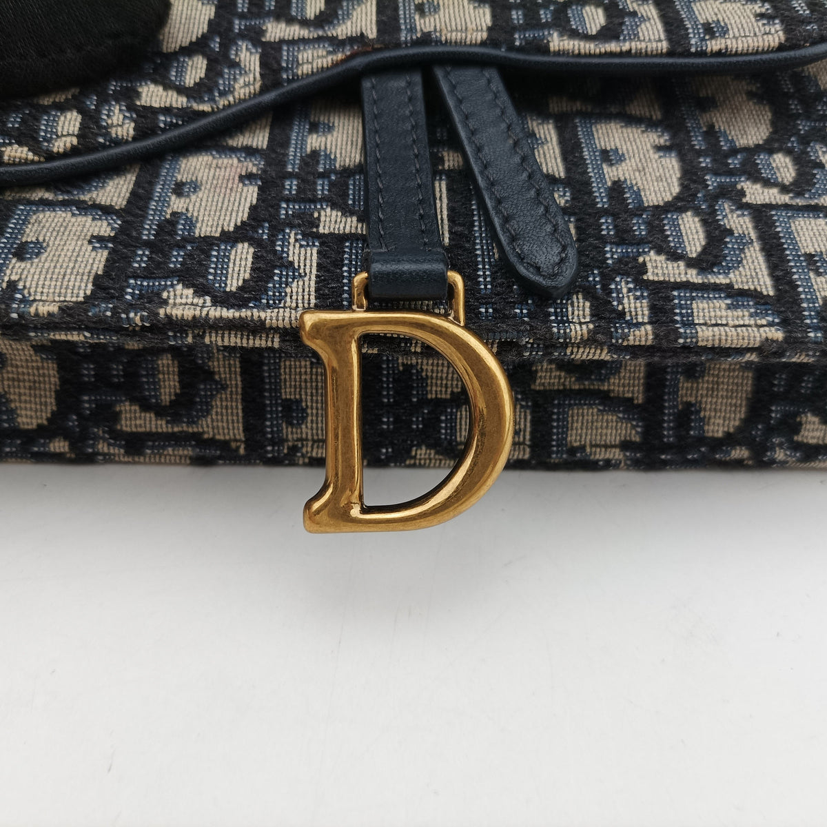 Pre-owned Christian Dior Saddle Navy Jacquard x Leather  bum bag/waist bag | stylenewstar