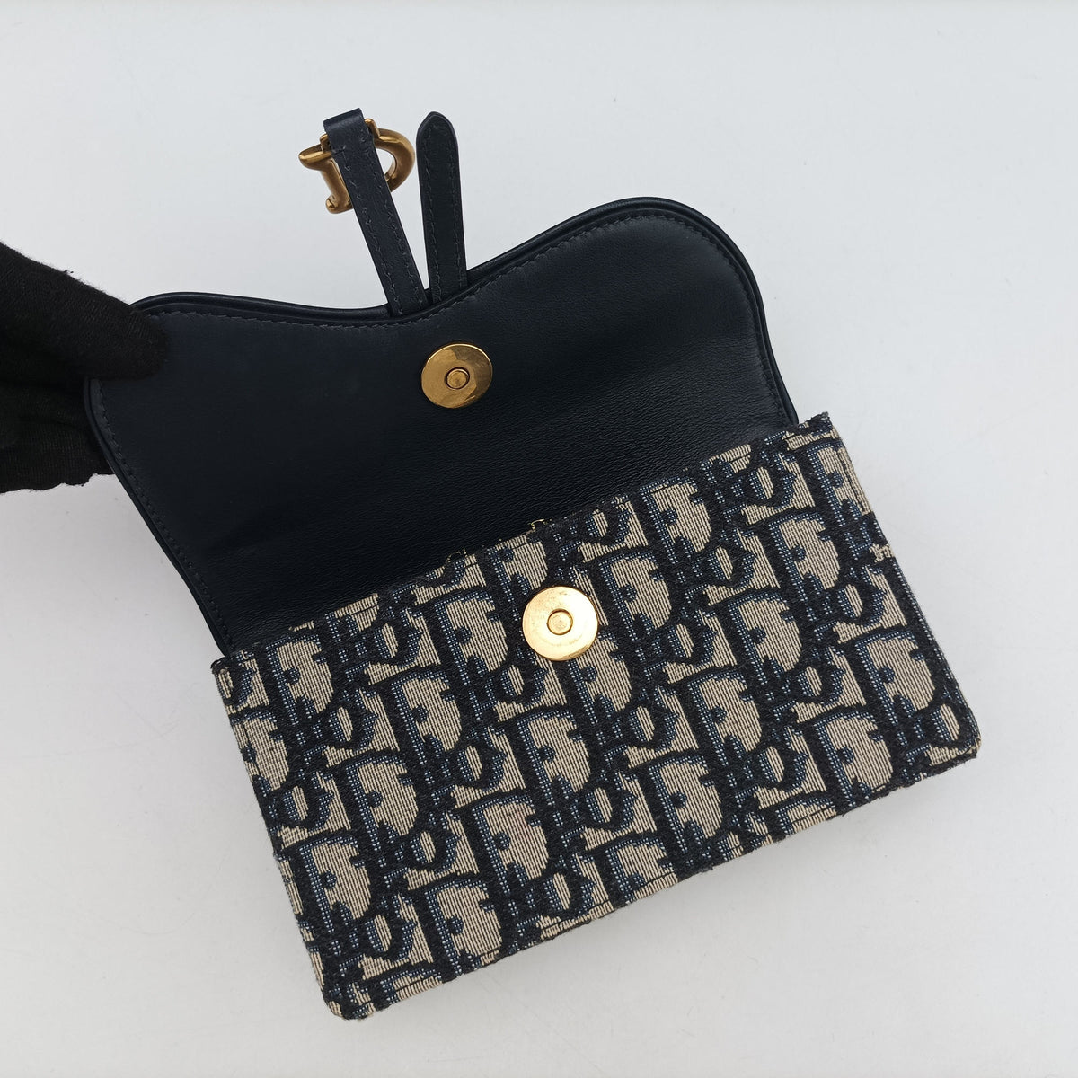 Pre-owned Christian Dior Saddle Navy Jacquard x Leather  bum bag/waist bag | stylenewstar