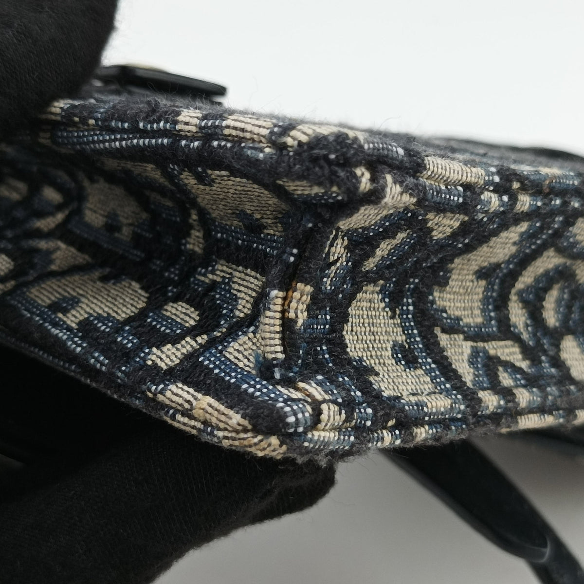 Pre-owned Christian Dior Saddle Navy Jacquard x Leather  bum bag/waist bag | stylenewstar