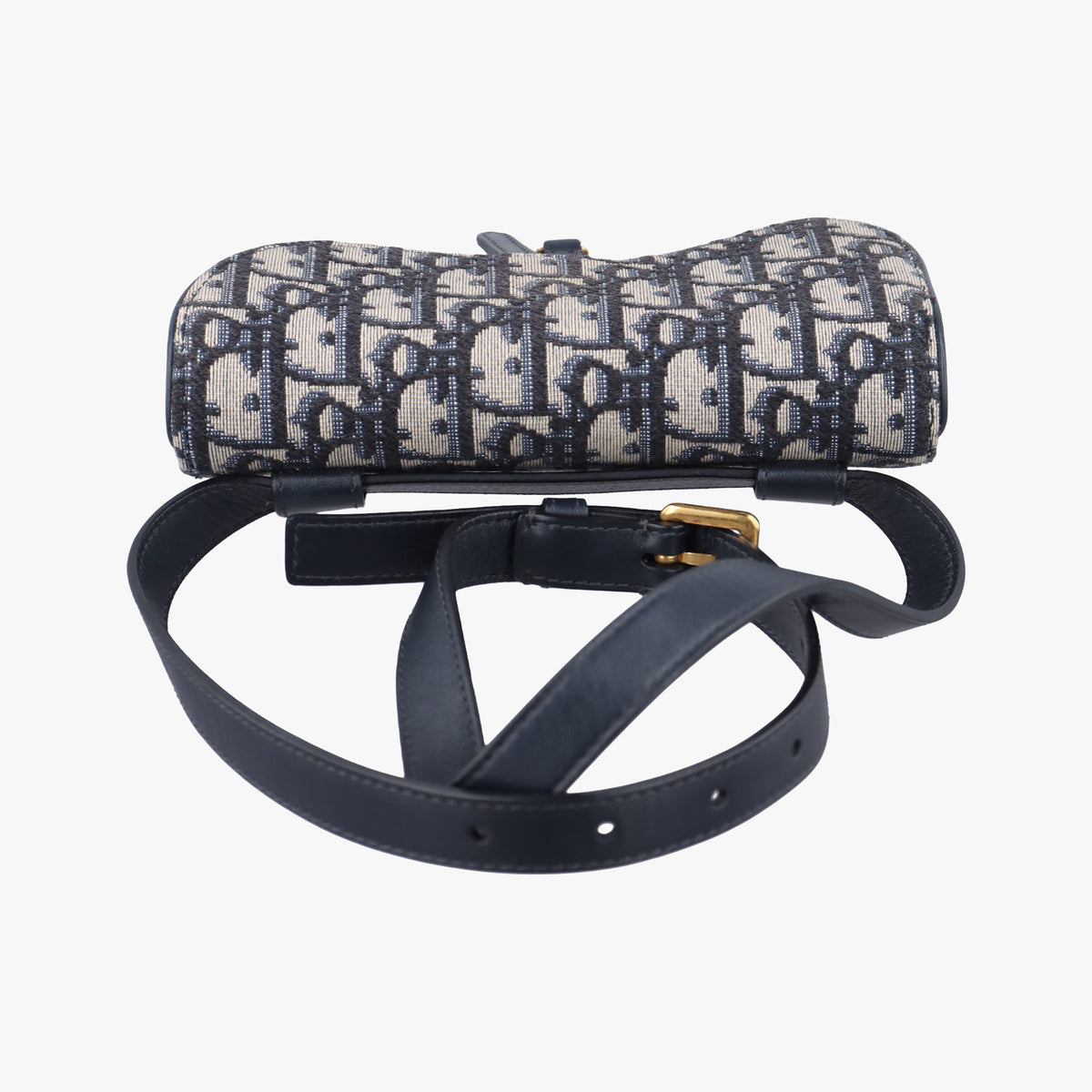 Pre-owned Christian Dior Saddle Navy Jacquard x Leather  bum bag/waist bag | stylenewstar