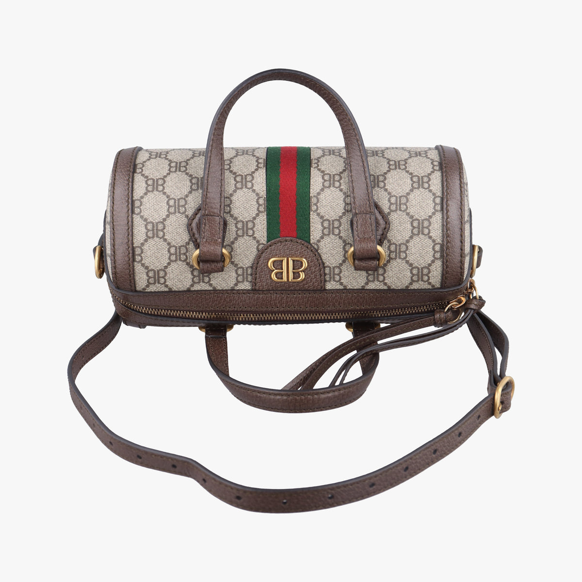 Pre-owned Balenciaga The Hacker Project Boston Beige x Brown PVC coated canvas×Leather 524532 shoulderbag | stylenewstar