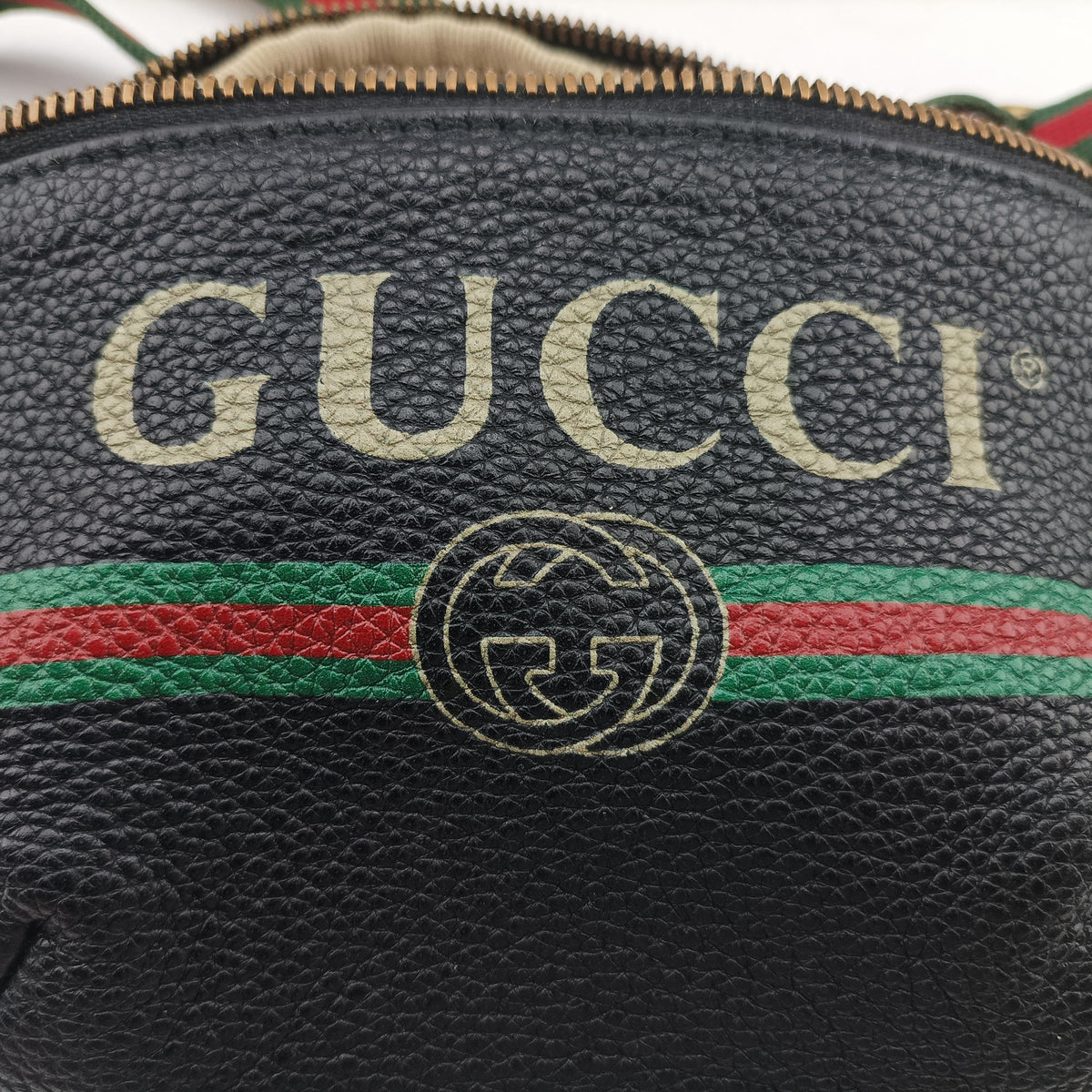 Secondhand Gucci Print Black Leather 527792 bum bag/waist bag | stylenewstar
