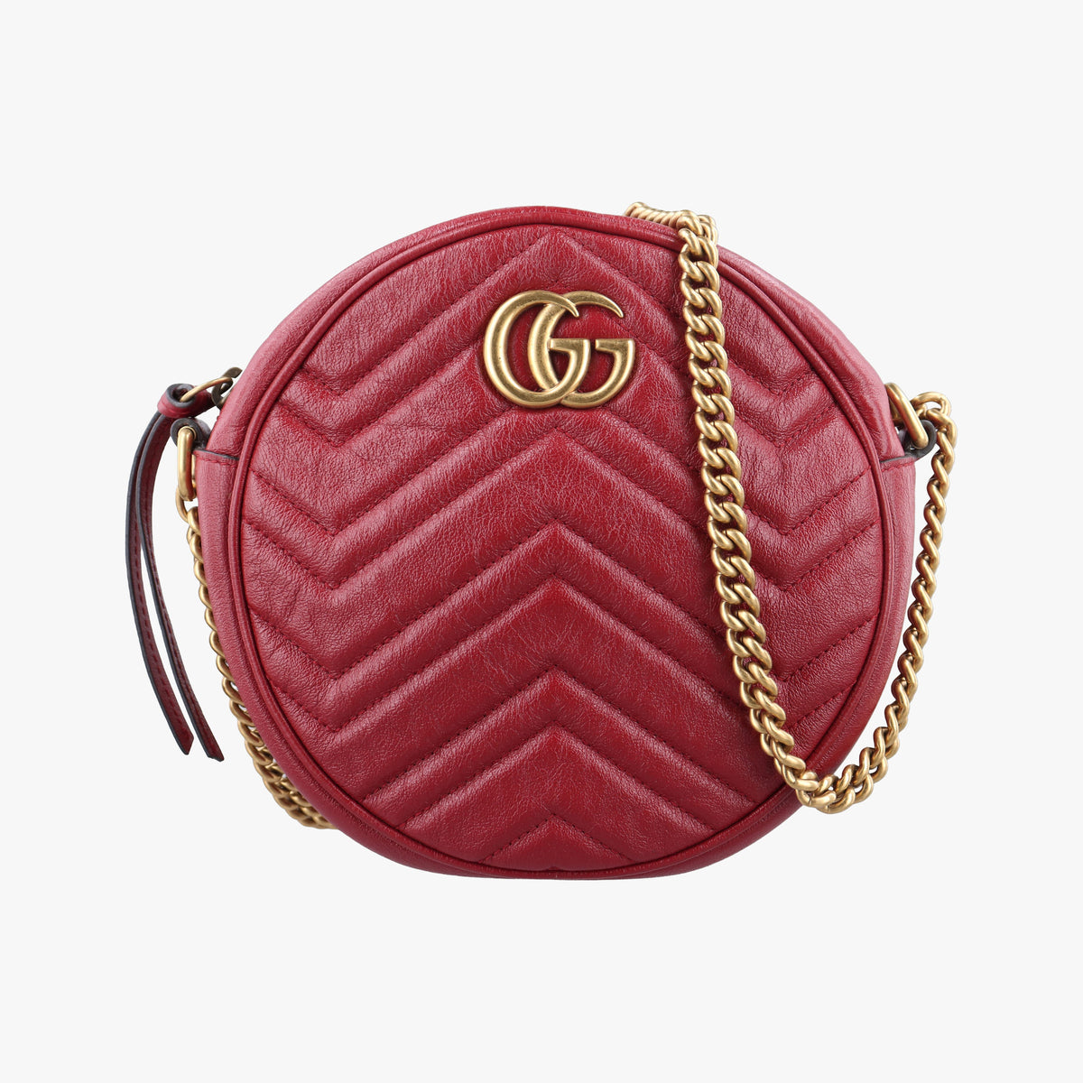 Pre-owned Gucci GG Marmont Red Leather 550154 shoulderbag | stylenewstar
