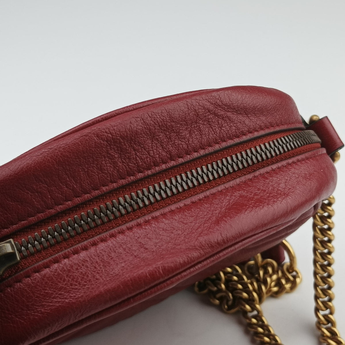Pre-owned Gucci GG Marmont Red Leather 550154 shoulderbag | stylenewstar