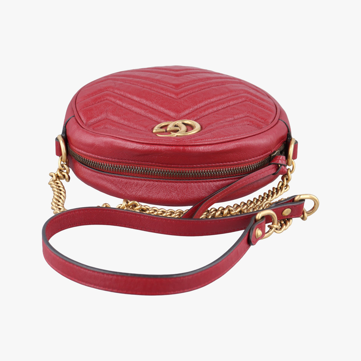 Pre-owned Gucci GG Marmont Red Leather 550154 shoulderbag | stylenewstar