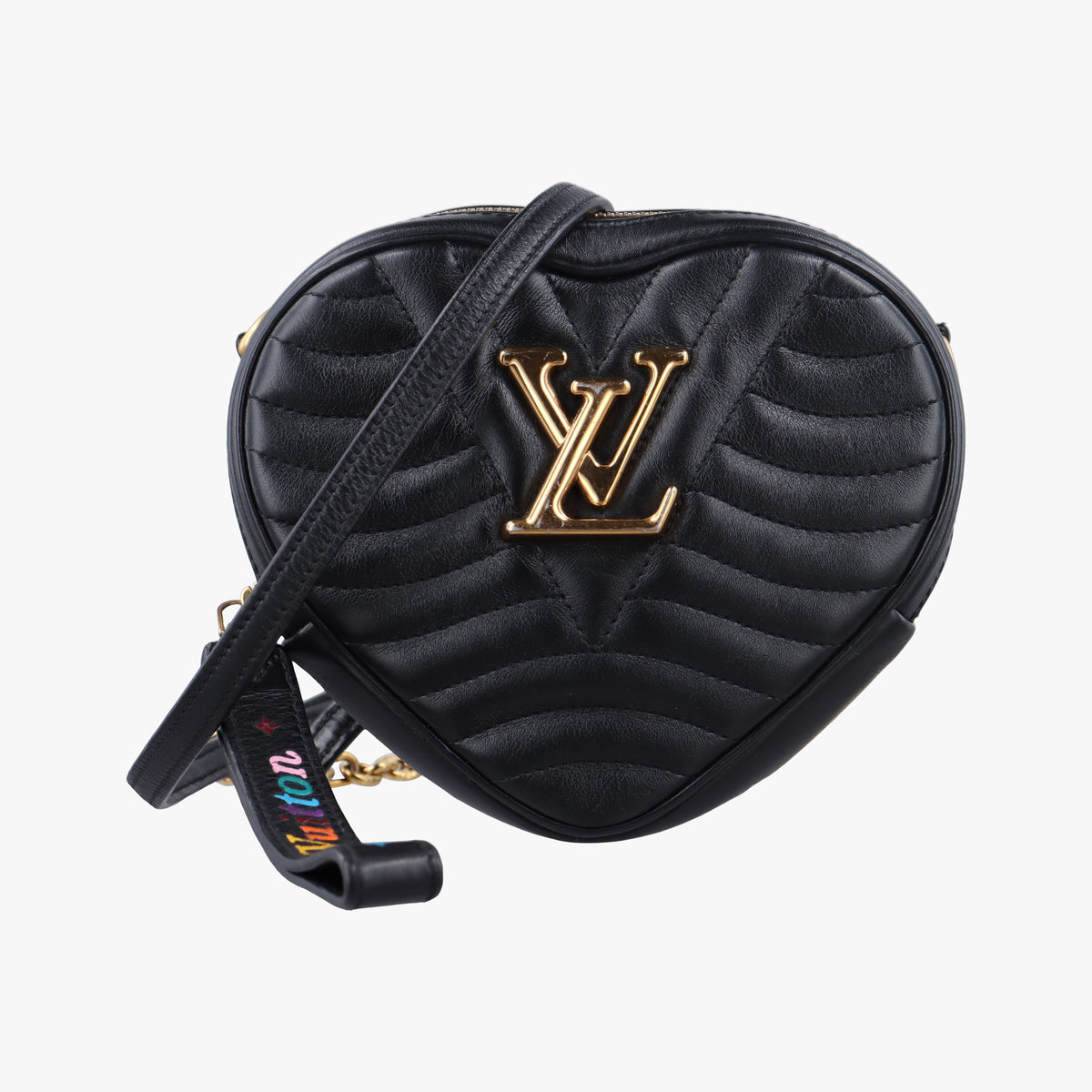 Pre-owned Louis Vuitton new wave heart Black Leather M52796 shoulderbag | stylenewstar