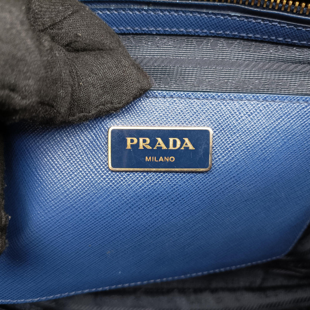 Pre-owned Prada Galleria Blue SAFFIANO Leather BN2274 shoulderbag | stylenewstar
